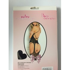 BODYSTOCKING TUTA SCOLLATA NERA TAGLIA UNICA